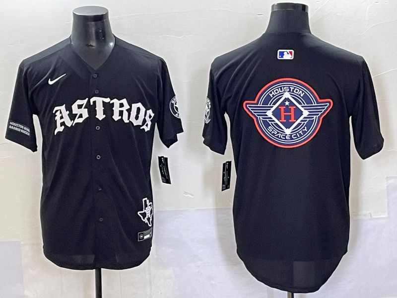 Men 2025 Houston Astros Blank Black Seven generations Joint Name Nike MLB Jersey style 34->houston astros->MLB Jersey